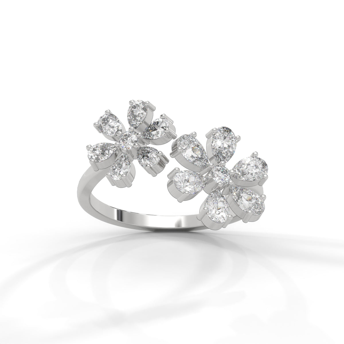 Blooming Snowflake Cluster Ring