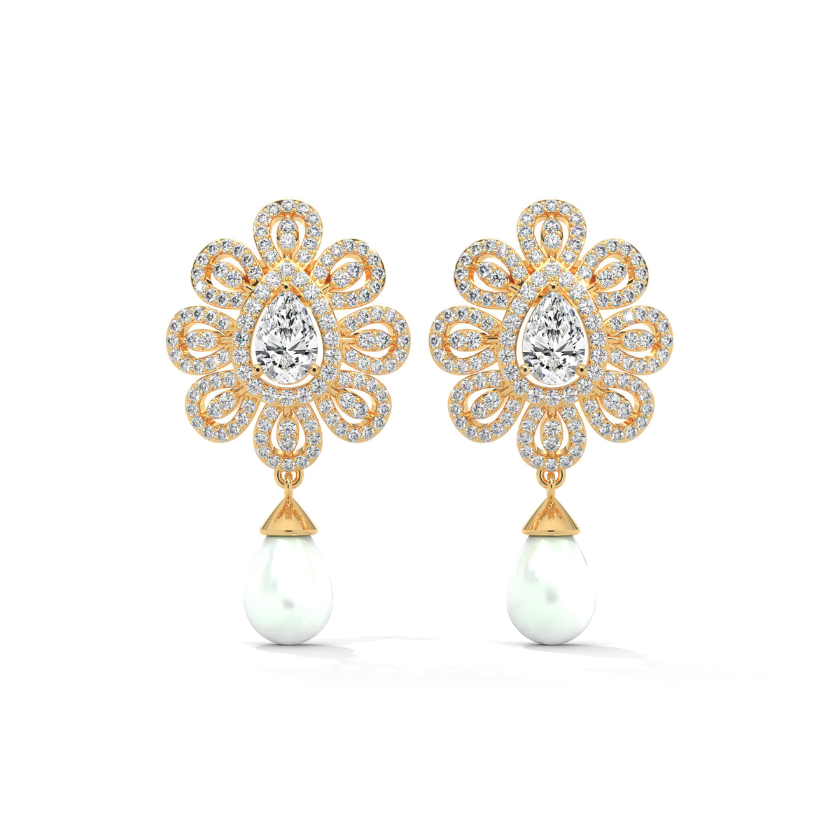 Blooming Petal Halo Dangler Earrings