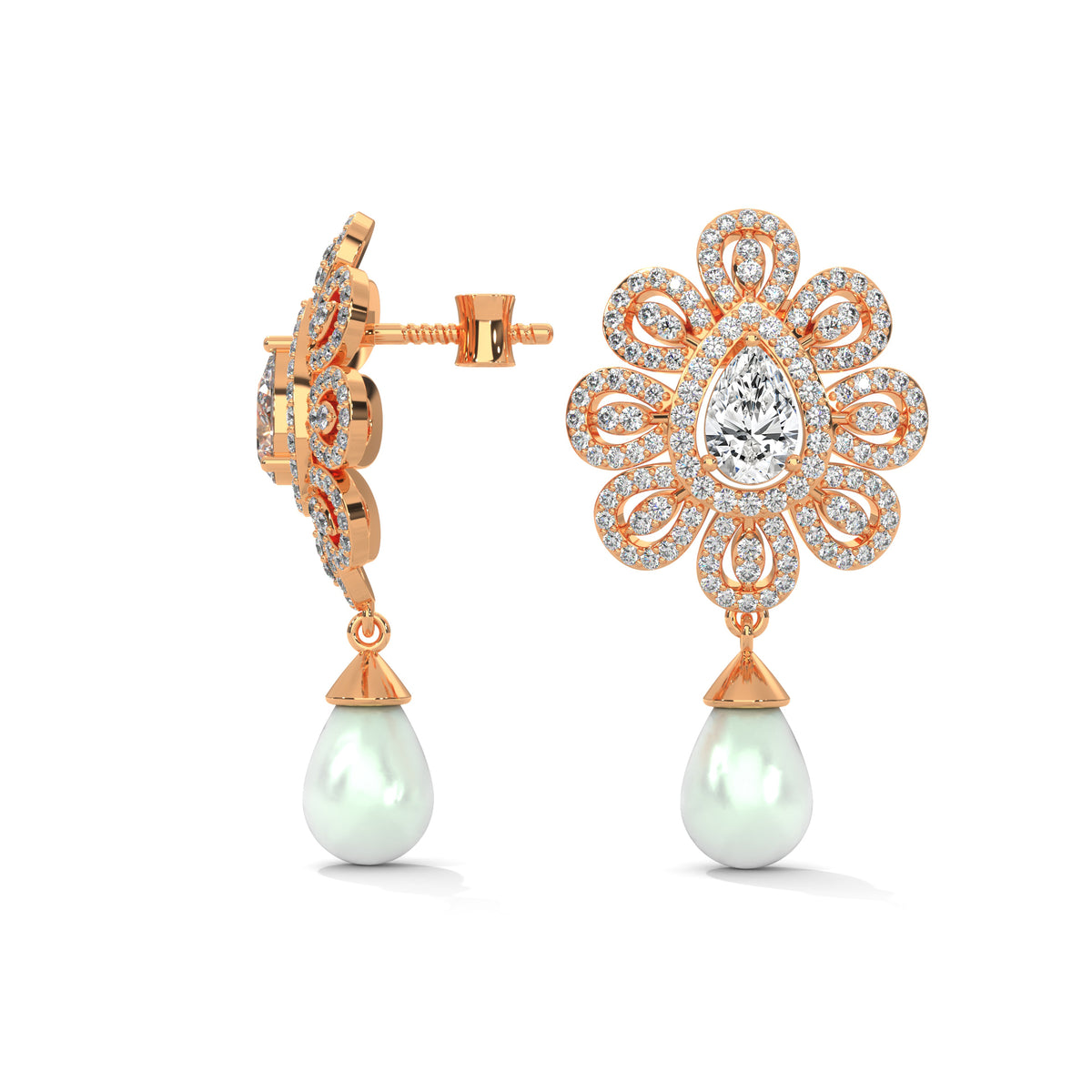 Blooming Petal Halo Dangler Earrings