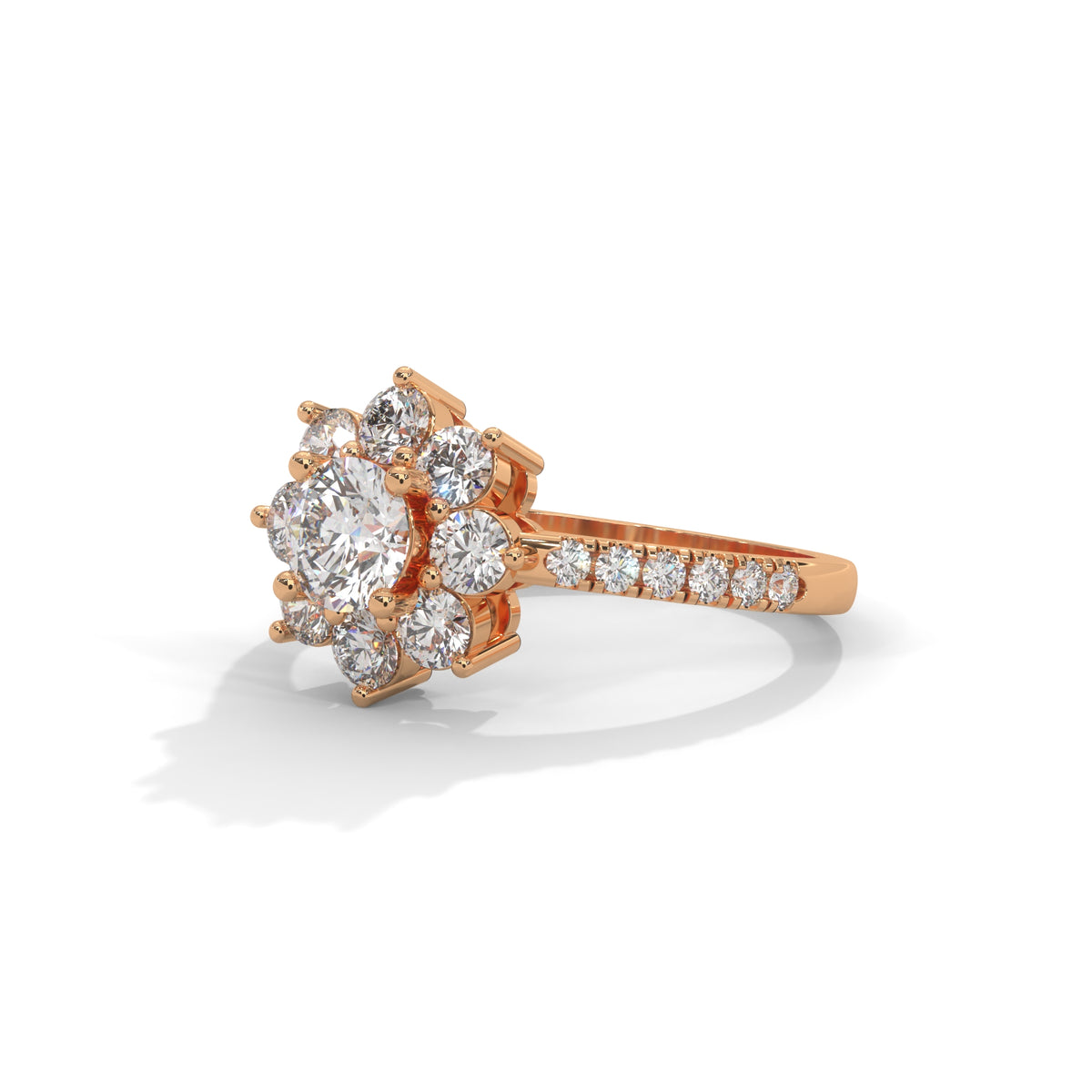 Snowflake Cluster Solitaire Ring