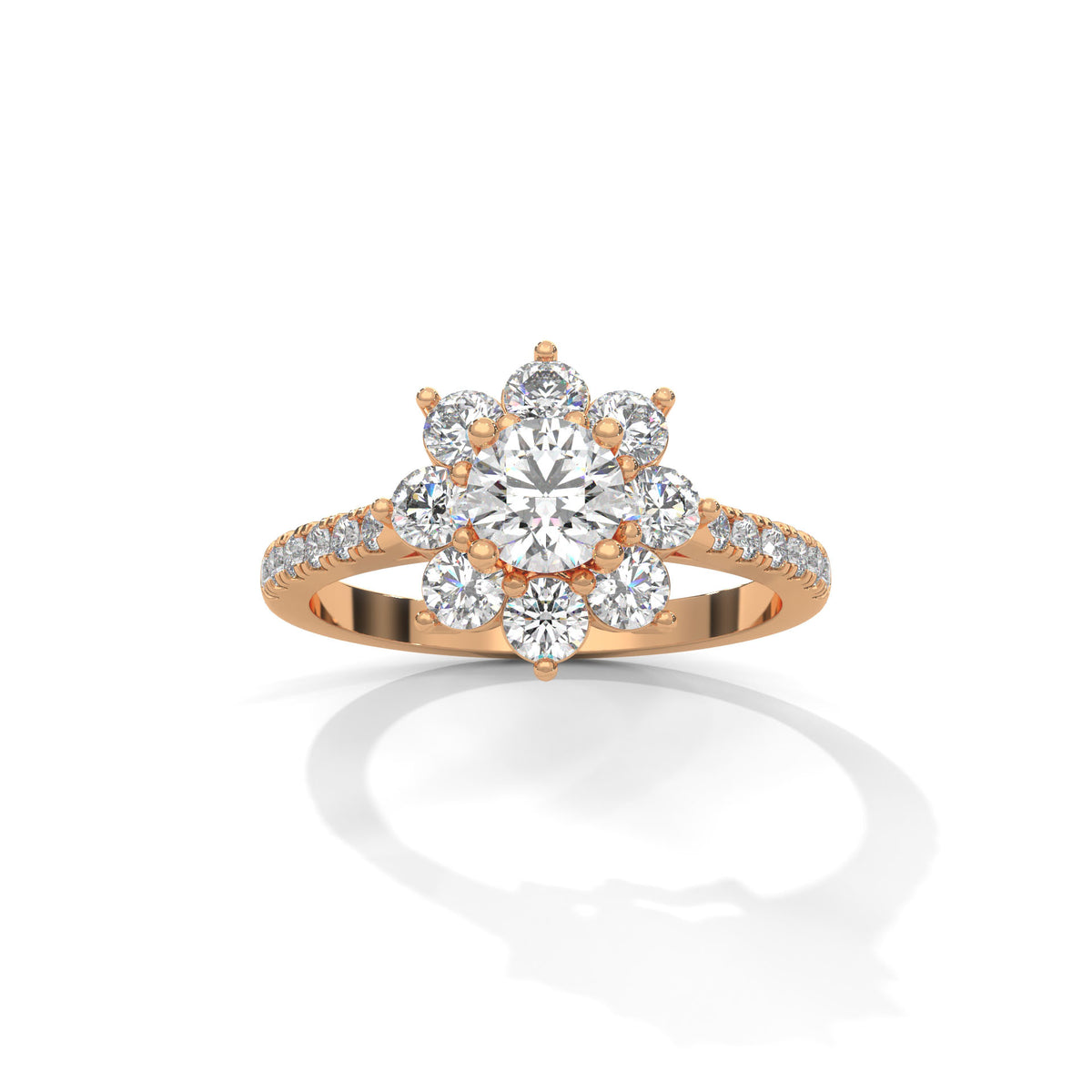 Snowflake Cluster Solitaire Ring