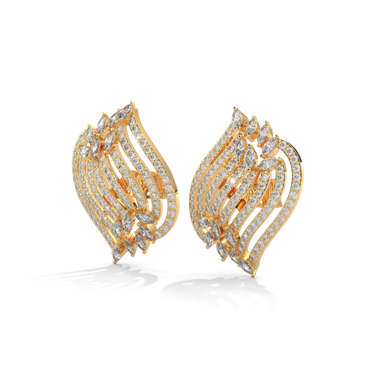 Cascading Feather Cluster Earrings