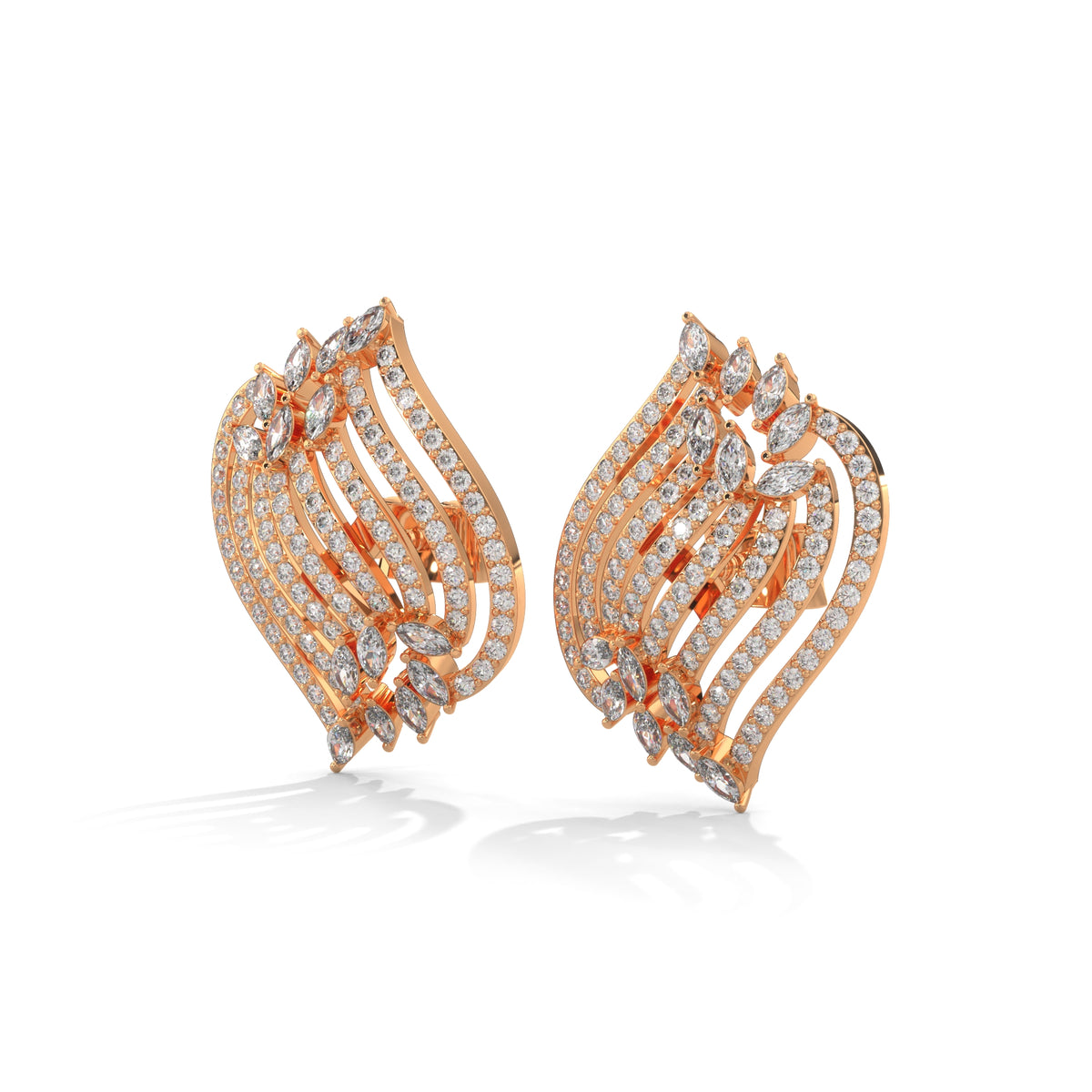 Cascading Feather Cluster Earrings