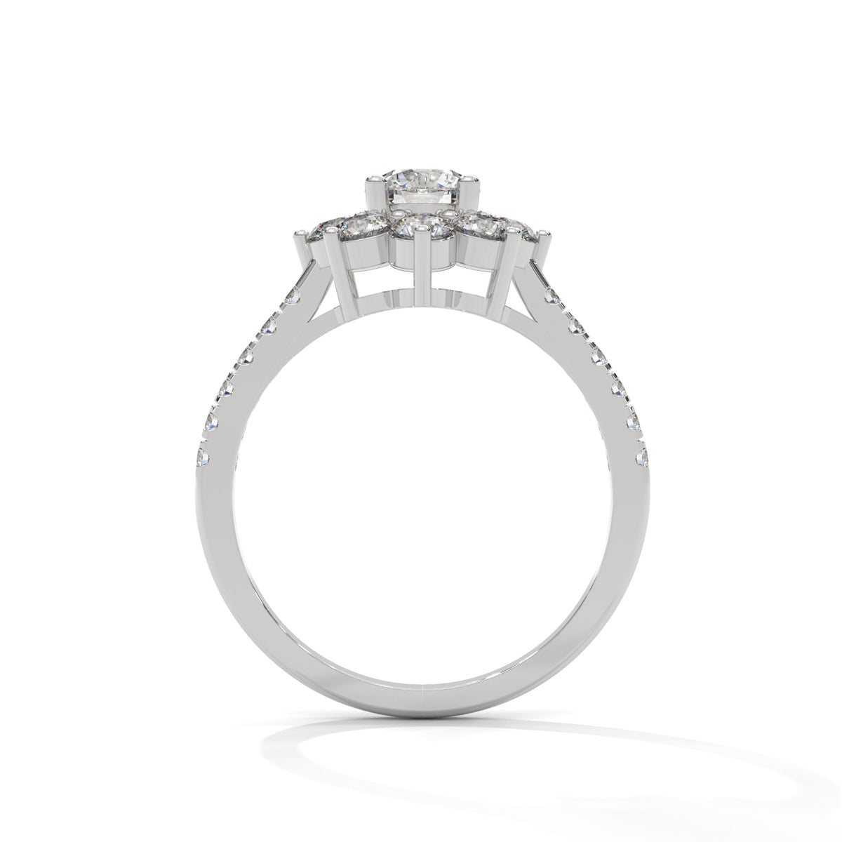 Snowflake Cluster Solitaire Ring
