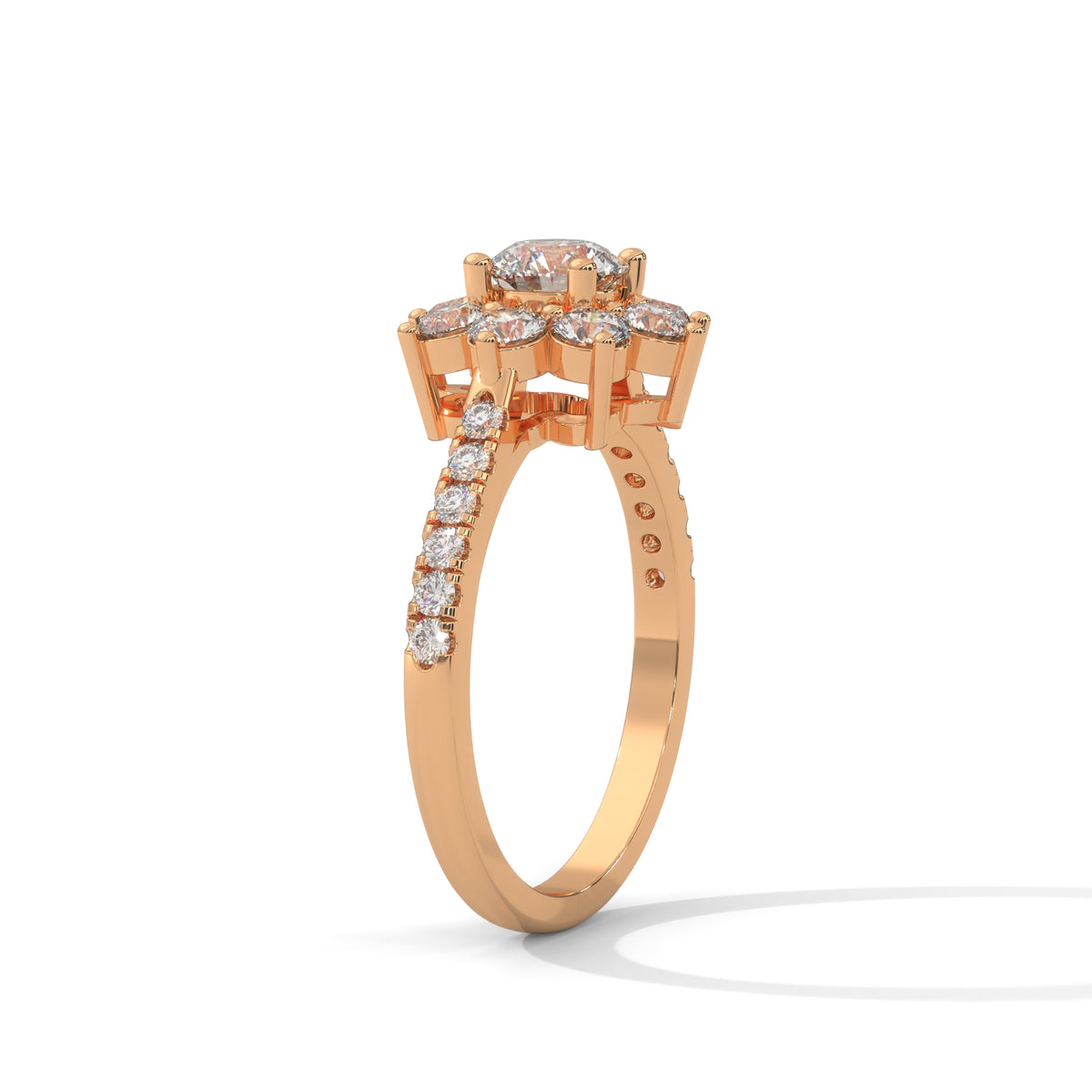 Snowflake Cluster Solitaire Ring