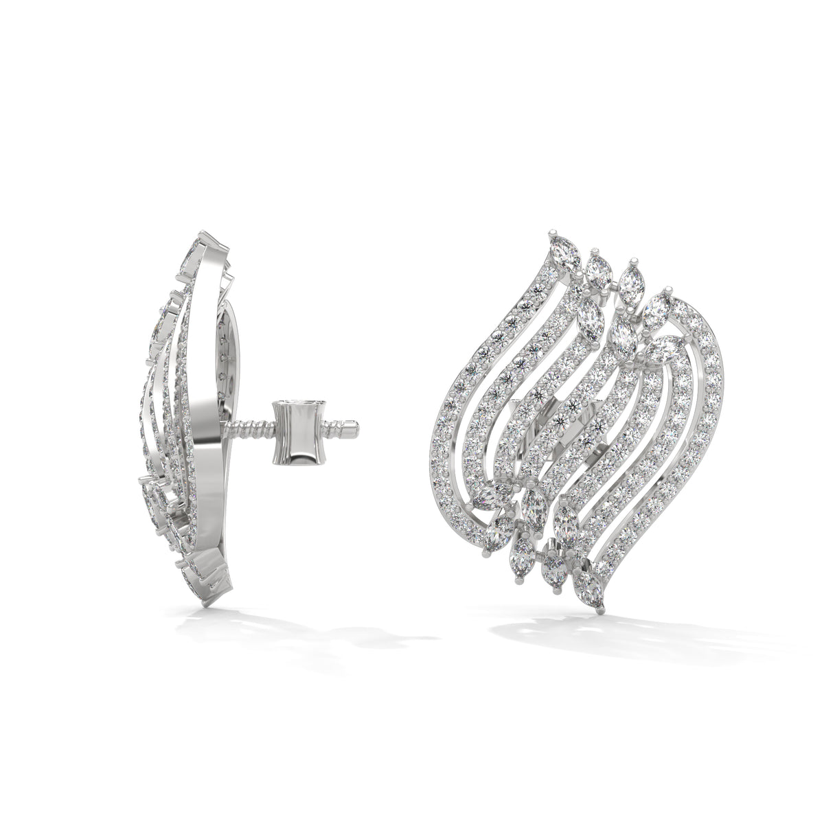 Cascading Feather Cluster Earrings