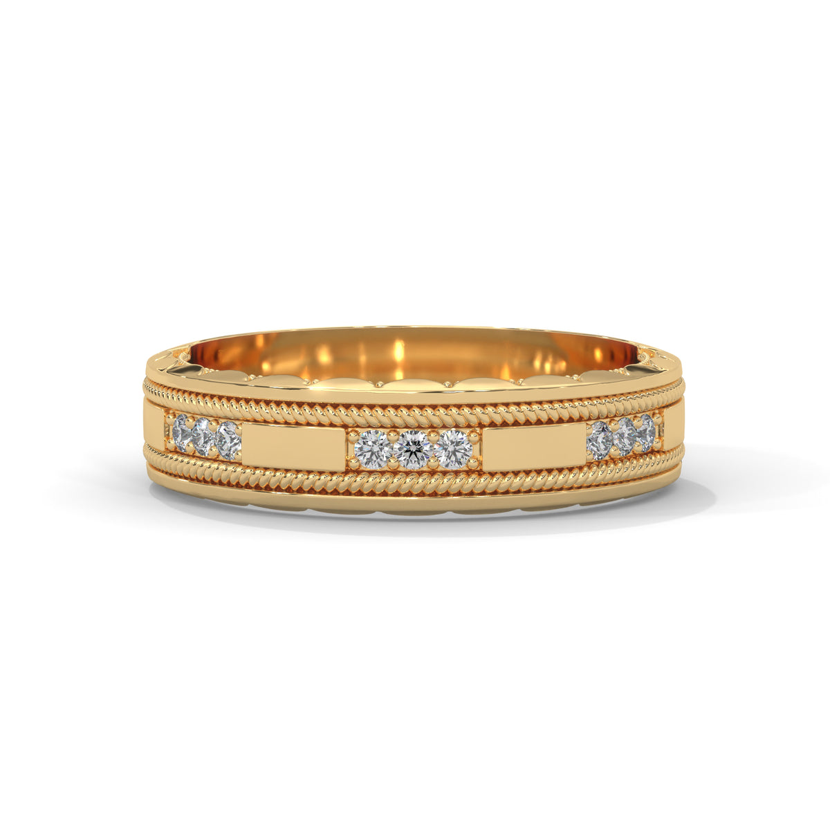 Rope Milgrain Diamond Band Ring