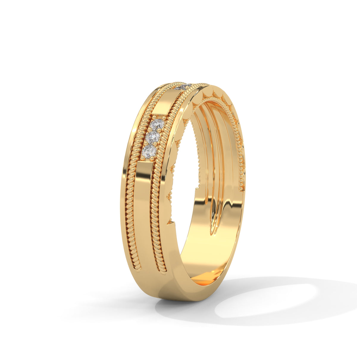 Rope Milgrain Diamond Band Ring