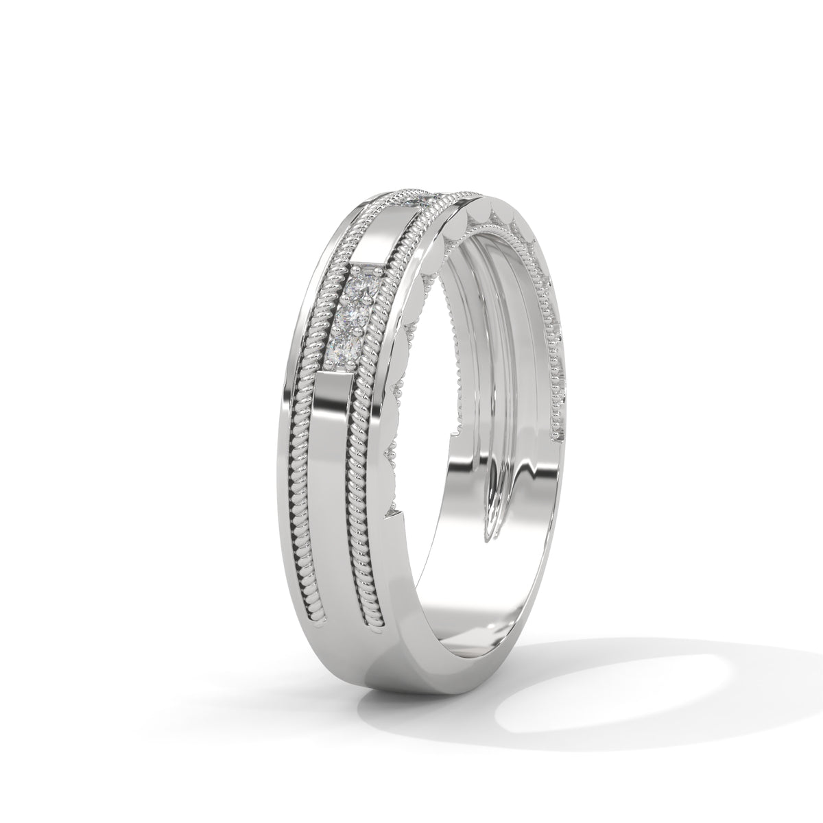Rope Milgrain Diamond Band Ring