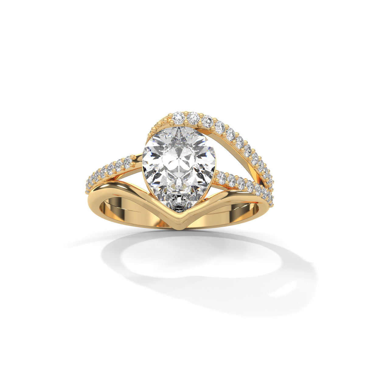 Split Arc Solitaire Ring
