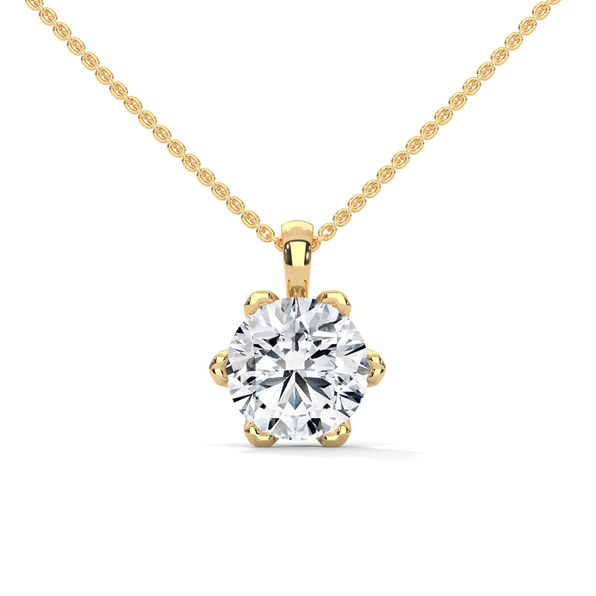 Crown Bloom Solitaire Pendant