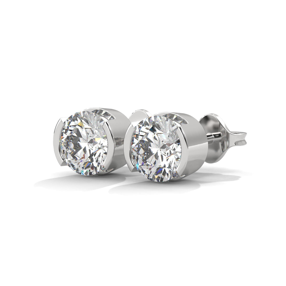 Half Moon Embrace Solitaire Earrings