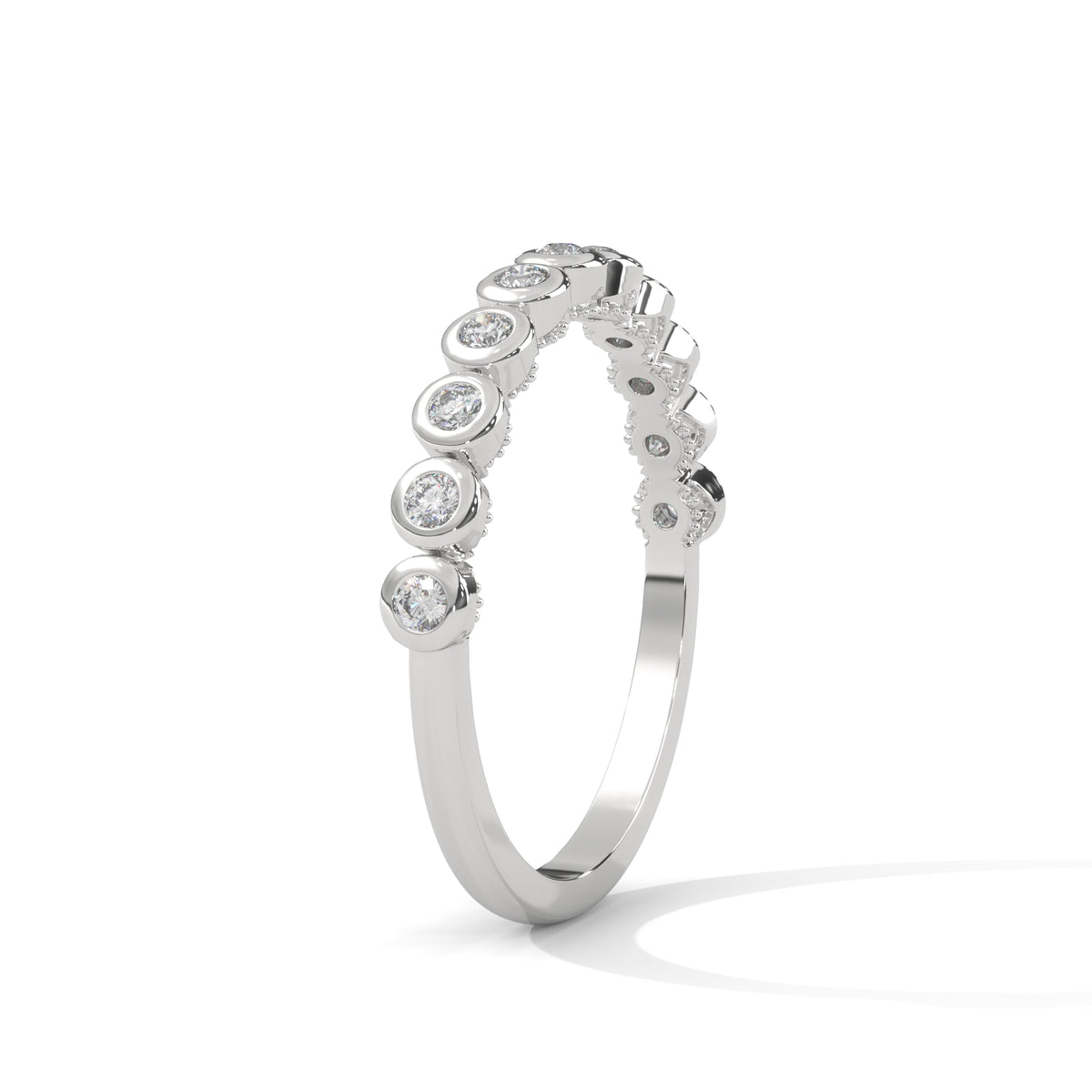 Bezel Bubble Half Eternity Ring