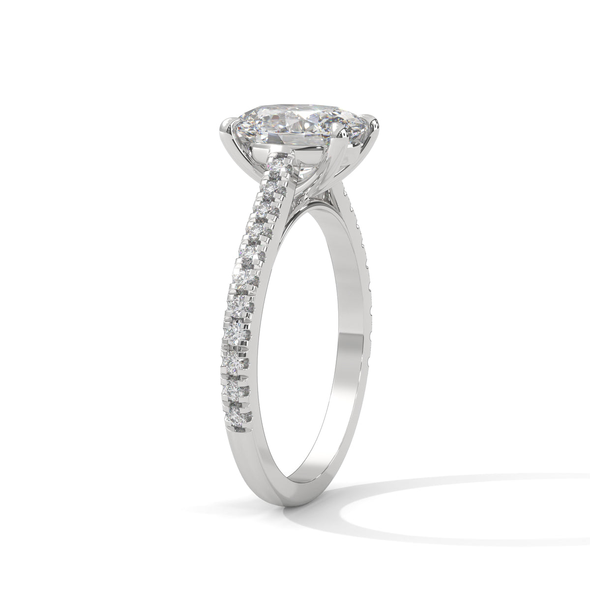 Oval Grace Pavé Solitaire Ring