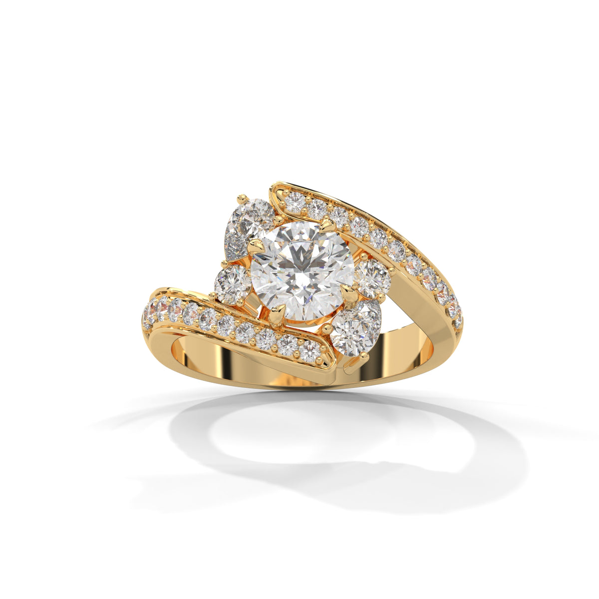 Crossover Trio Solitaire Ring