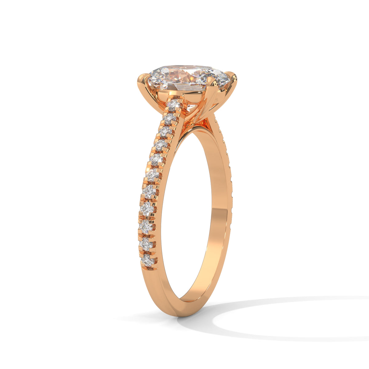 Oval Grace Pavé Solitaire Ring