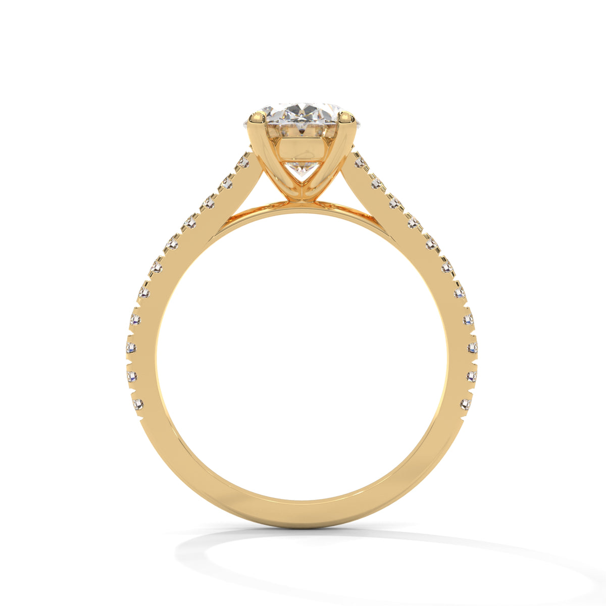Oval Grace Pavé Solitaire Ring