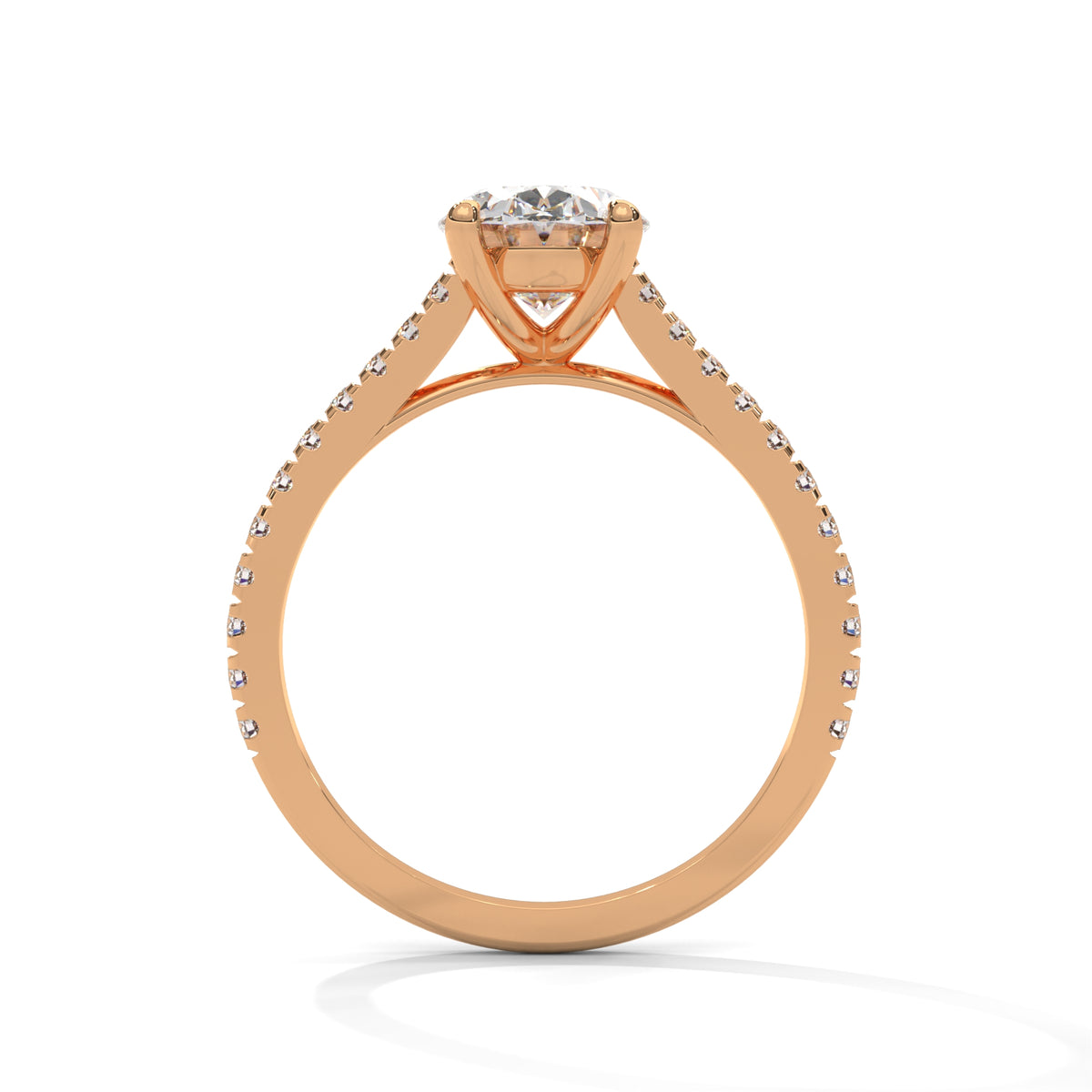 Oval Grace Pavé Solitaire Ring
