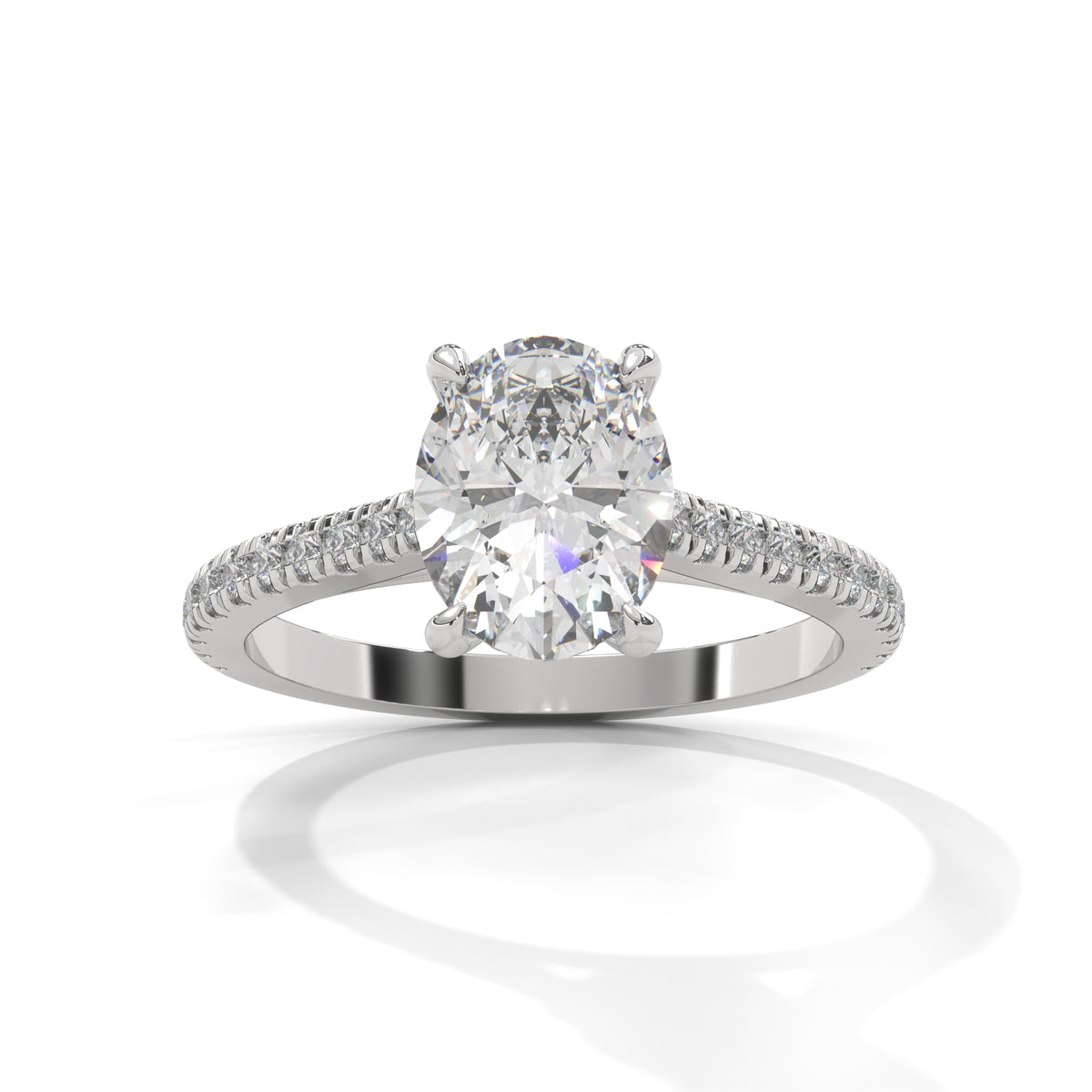 Oval Grace Pavé Solitaire Ring