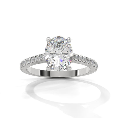 Oval Grace Pavé Solitaire Ring — IGI Certified Diamond Jewellery | My Carat India
