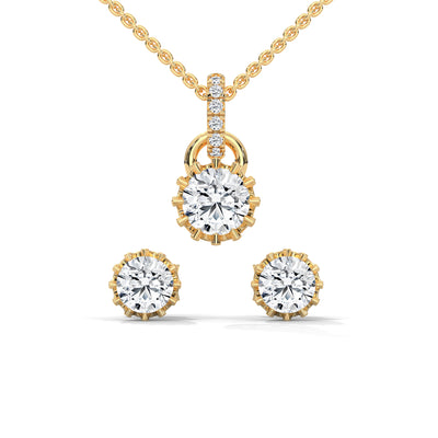 Crown Bloom Solitaire Pendant Set — IGI Certified Diamond Jewellery | My Carat India