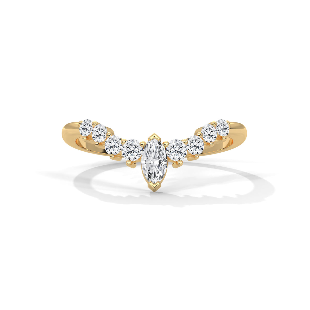 Crescent Crown Diamond Ring