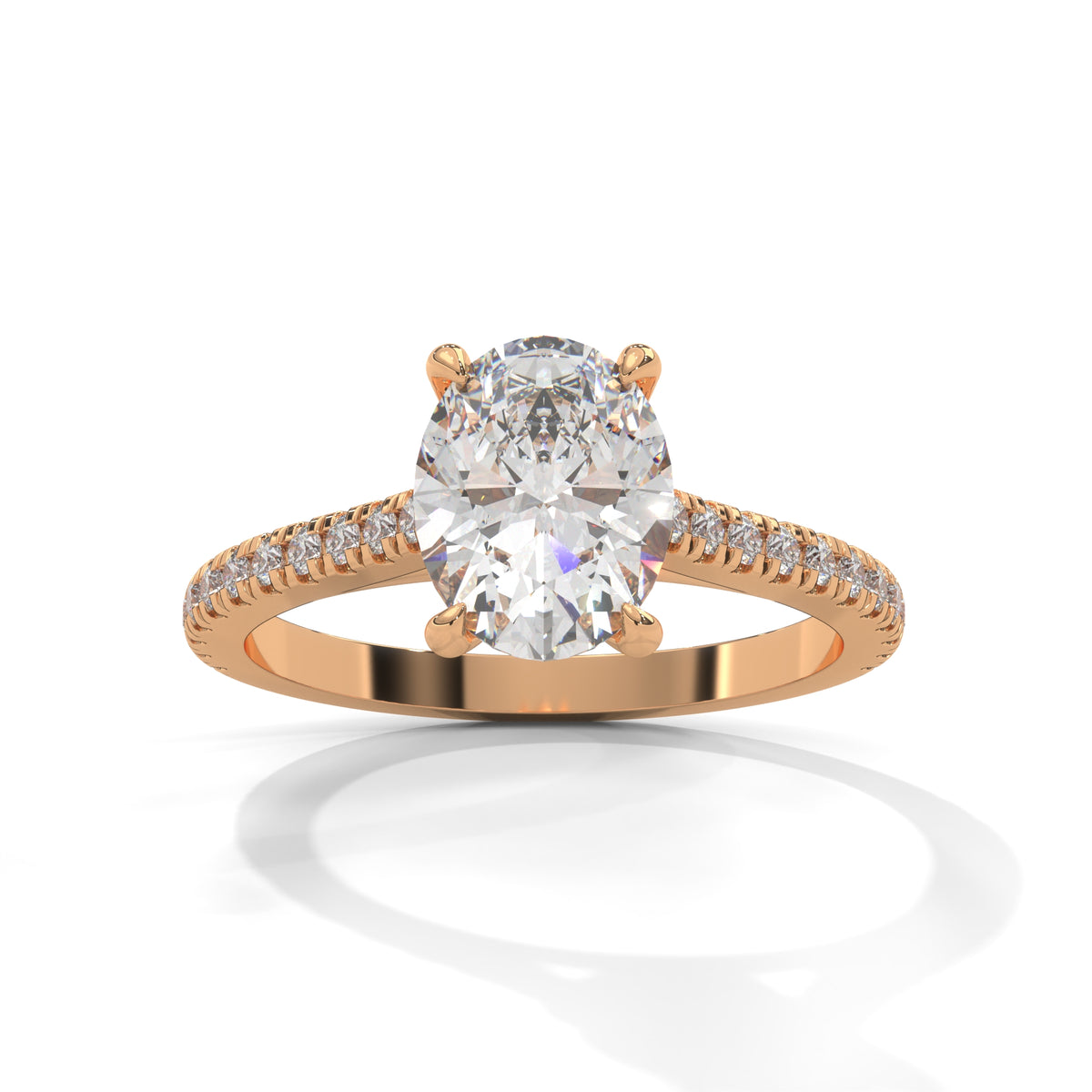 Oval Grace Pavé Solitaire Ring