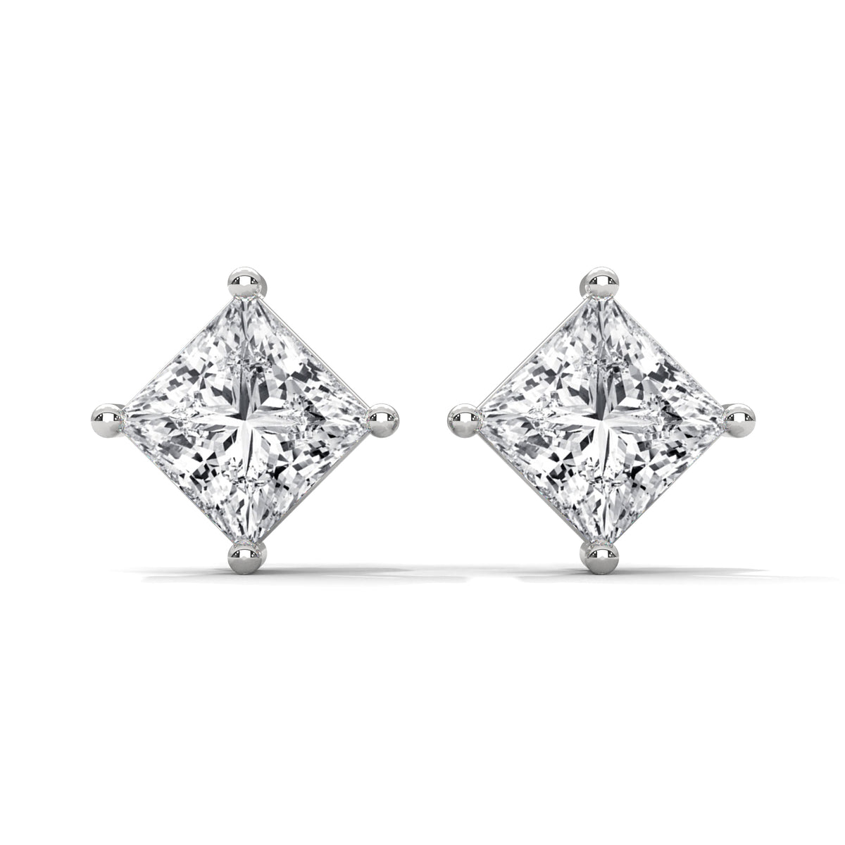 Royal Point Solitaire Stud Earrings