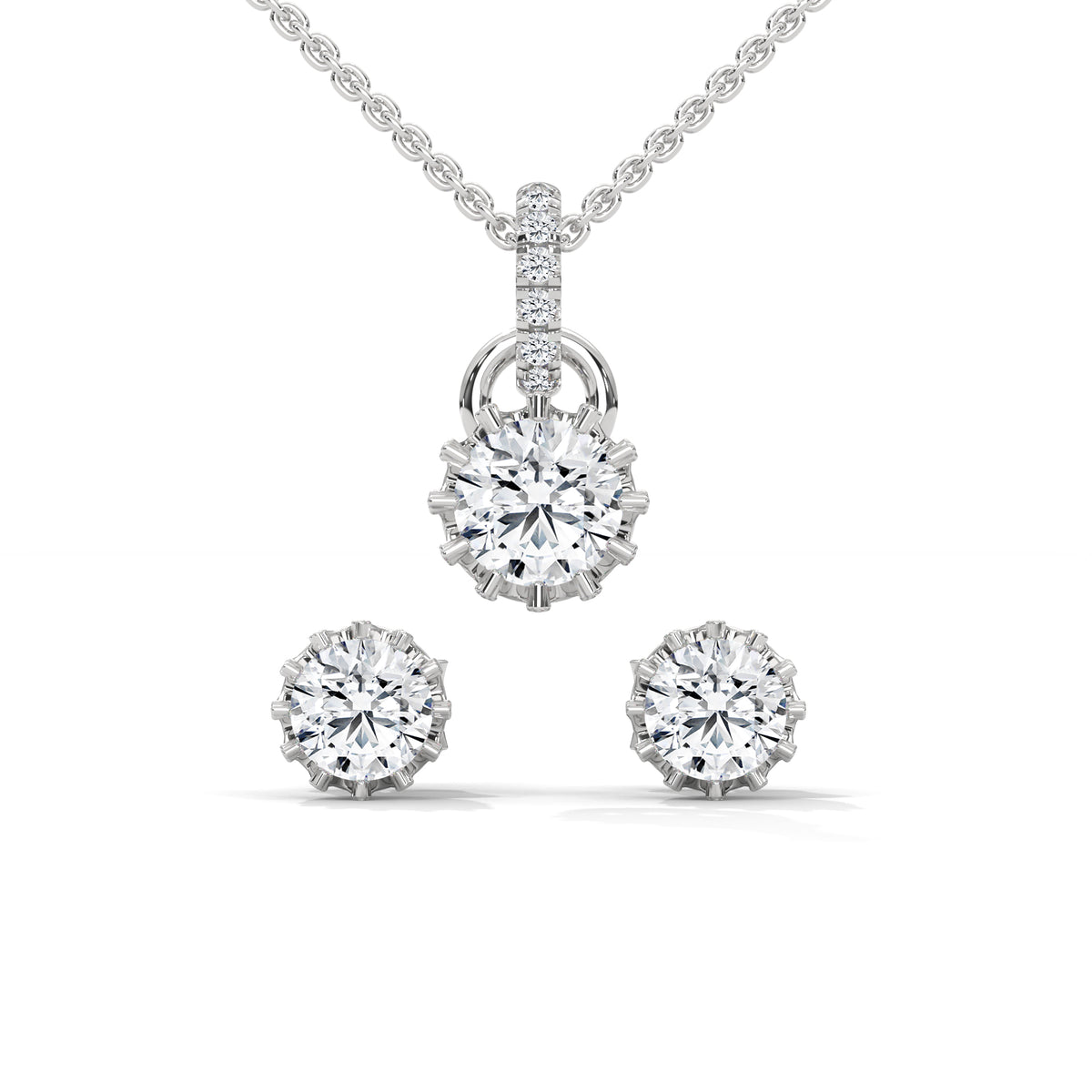 Crown Bloom Solitaire Pendant Set