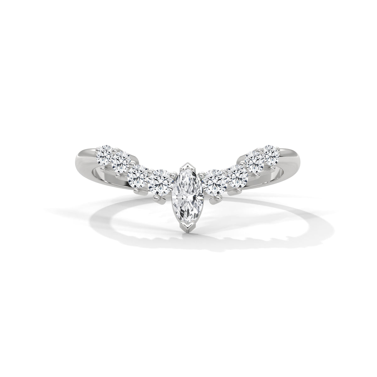 Crescent Crown Diamond Ring