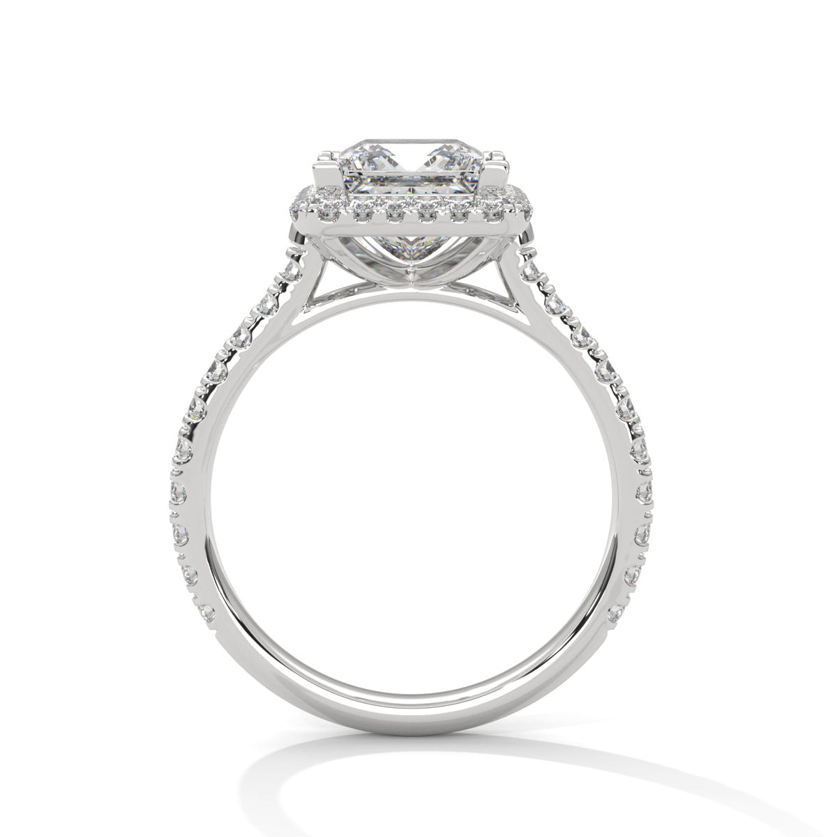 Royal Halo Princess Solitaire Ring