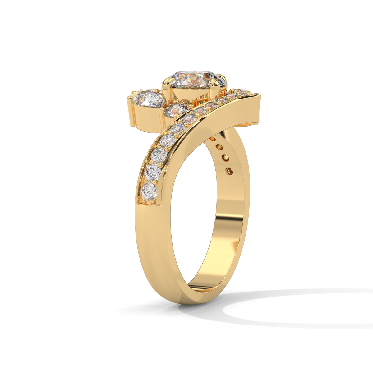 Crossover Trio Solitaire Ring