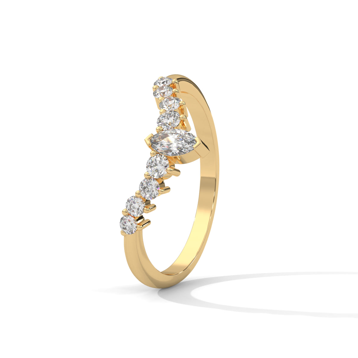 Crescent Crown Diamond Ring