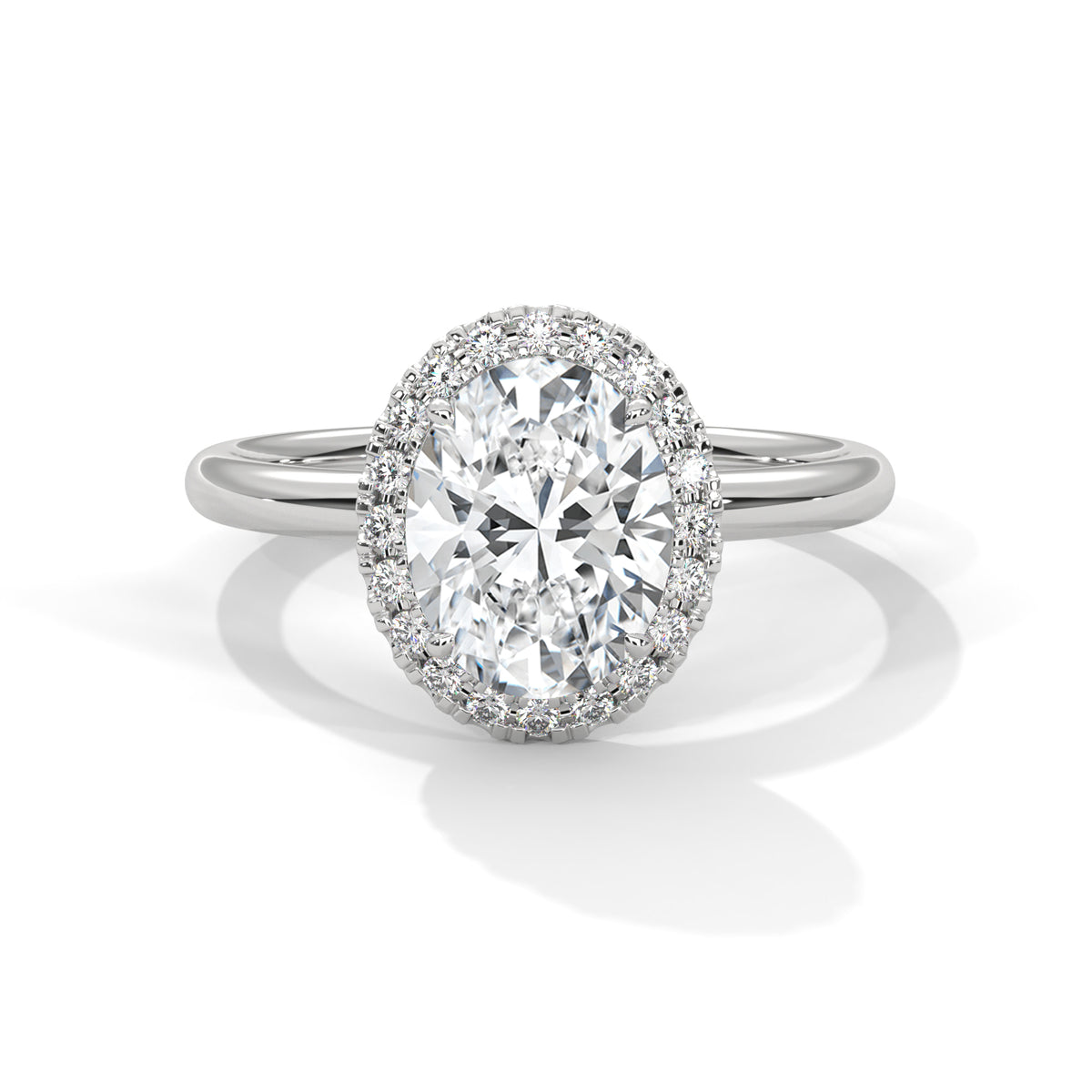 Oval Radiance Halo Solitaire Ring