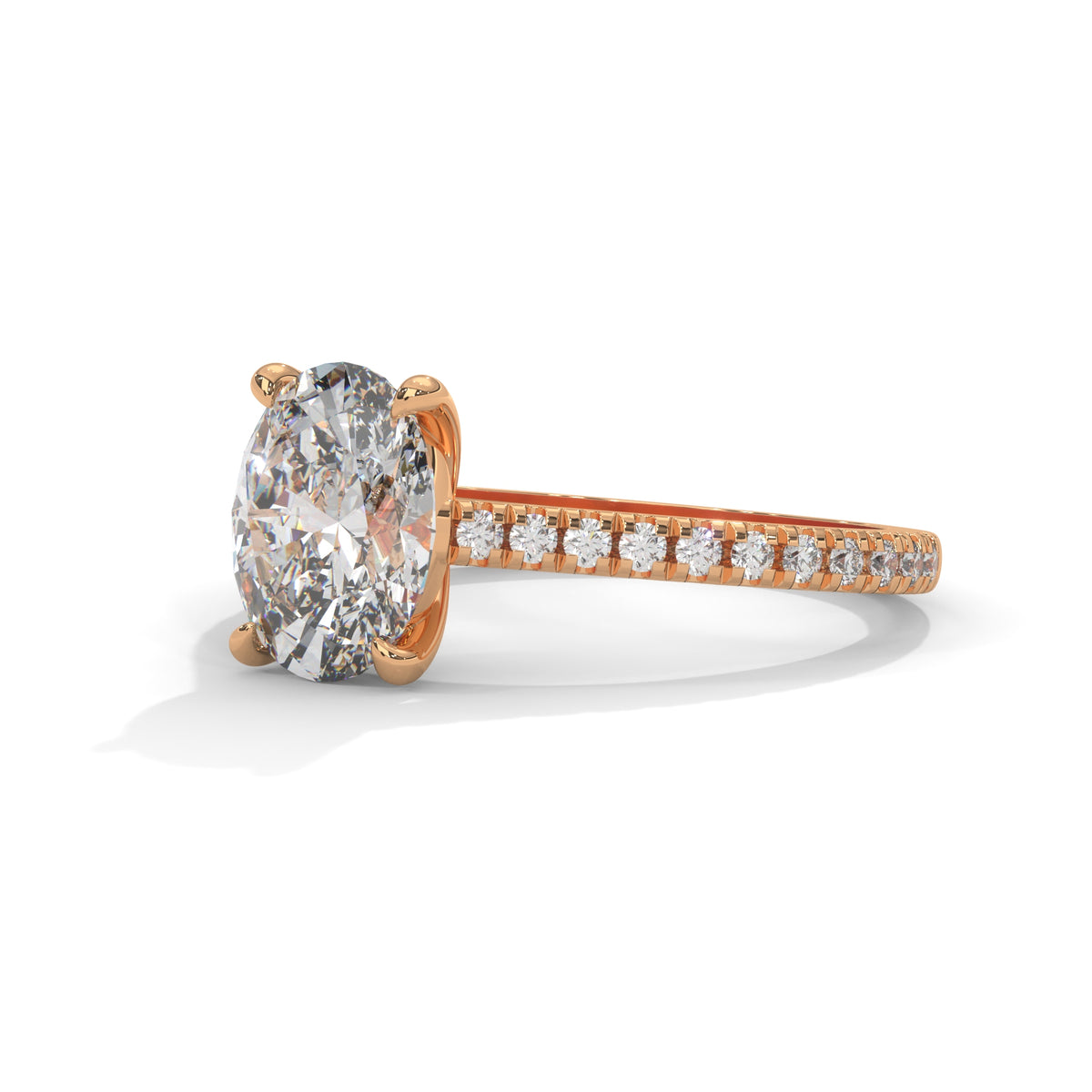 Oval Grace Pavé Solitaire Ring