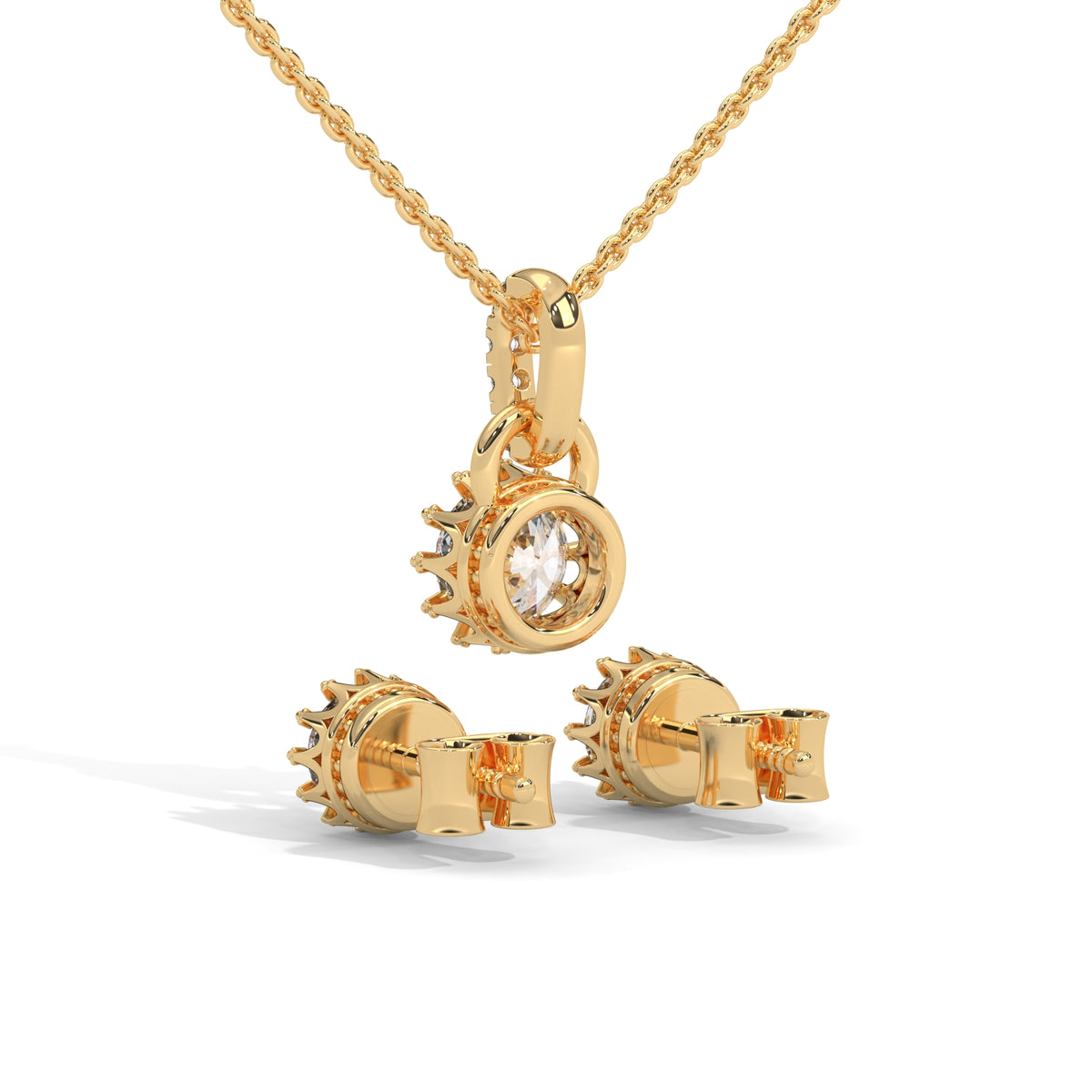 Crown Bloom Solitaire Pendant Set