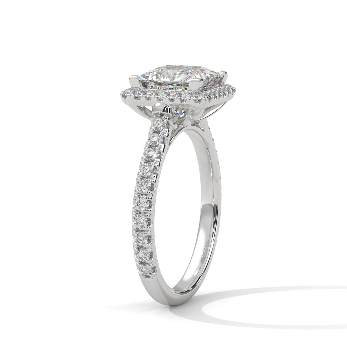 Royal Halo Princess Solitaire Ring