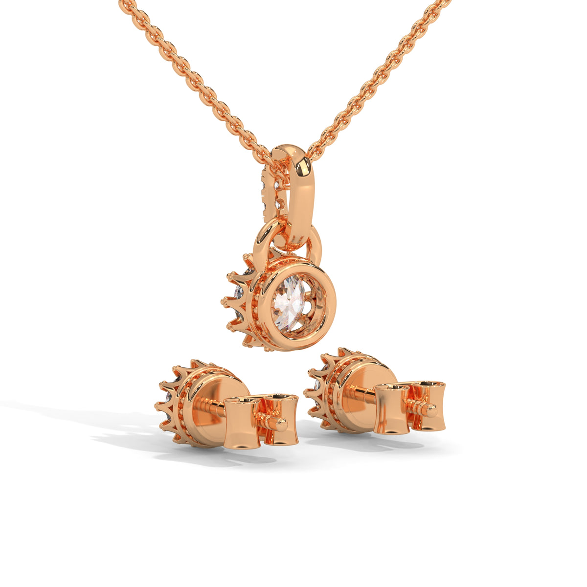 Crown Bloom Solitaire Pendant Set
