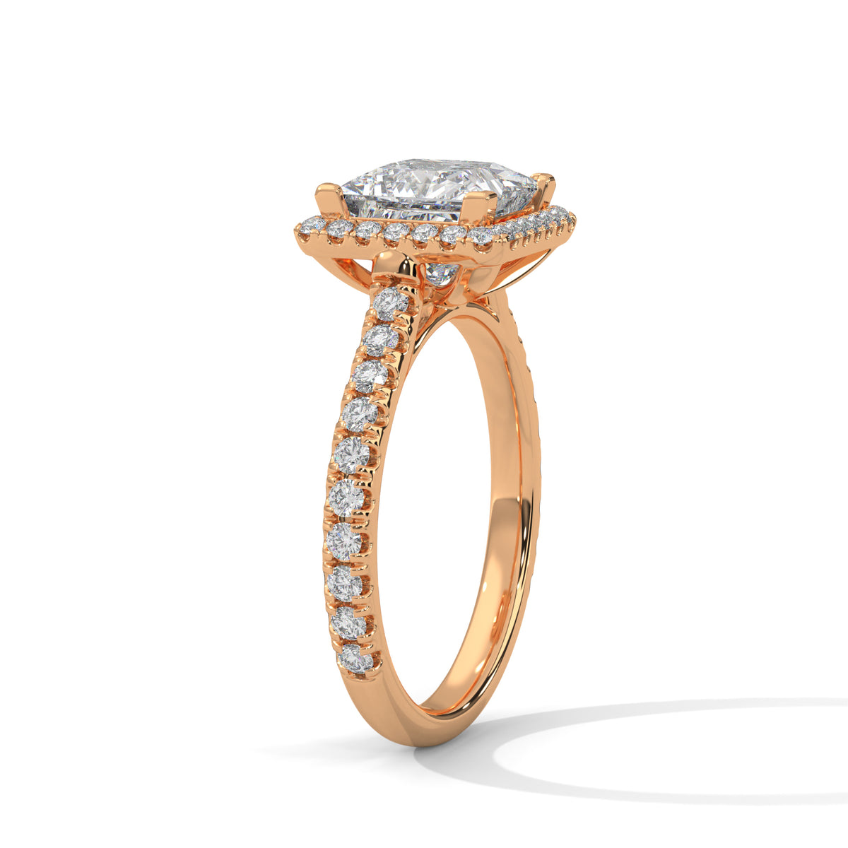 Royal Halo Princess Solitaire Ring