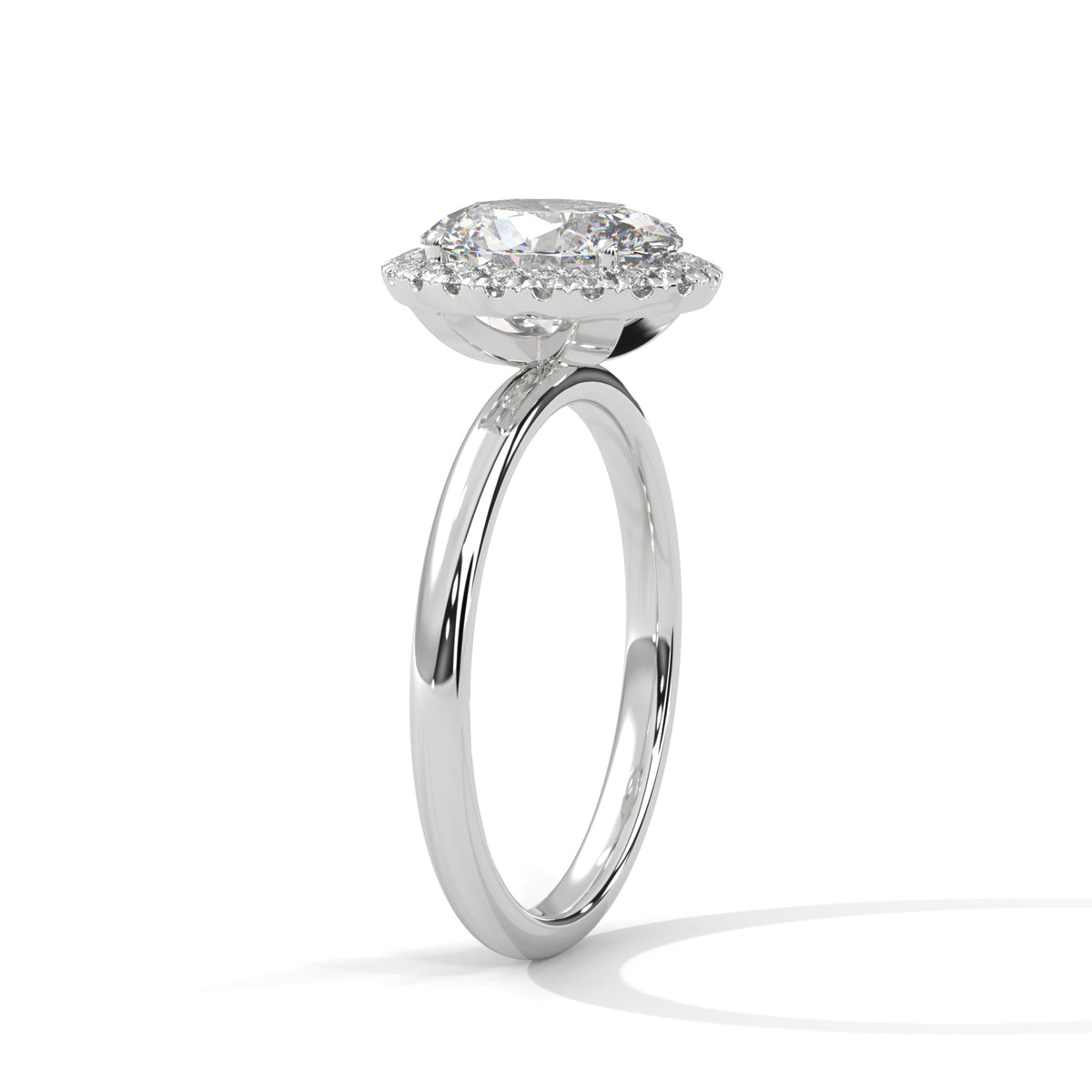 Oval Radiance Halo Solitaire Ring