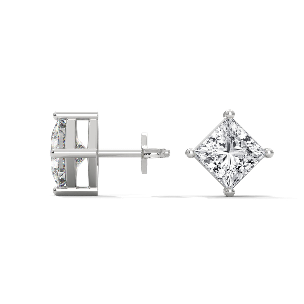 Royal Point Solitaire Stud Earrings