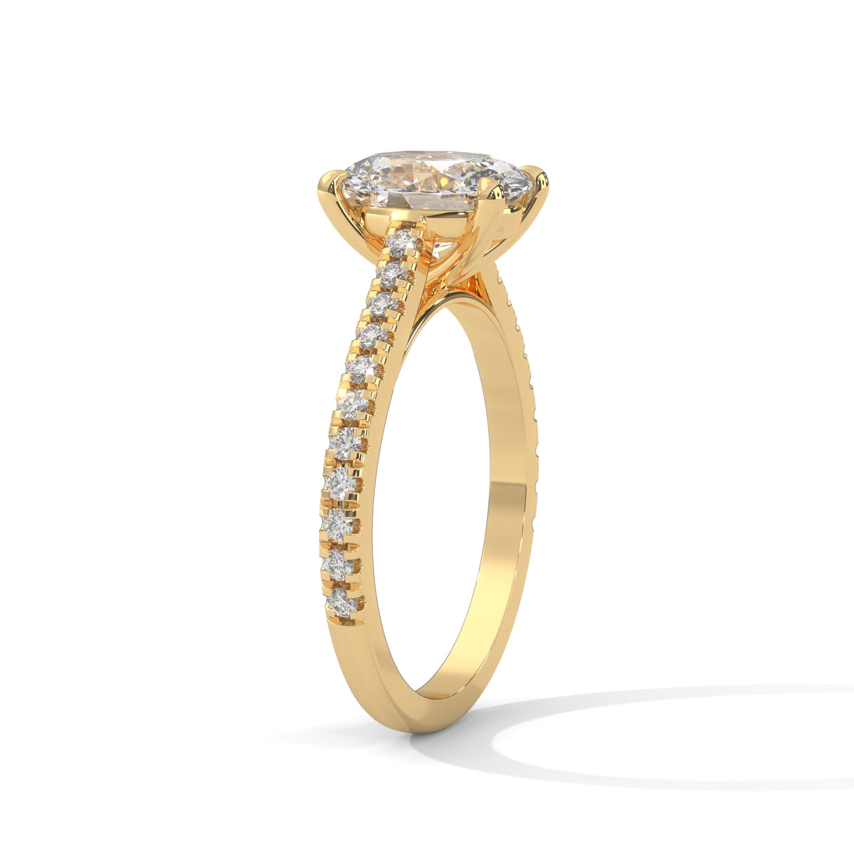 Oval Grace Pavé Solitaire Ring