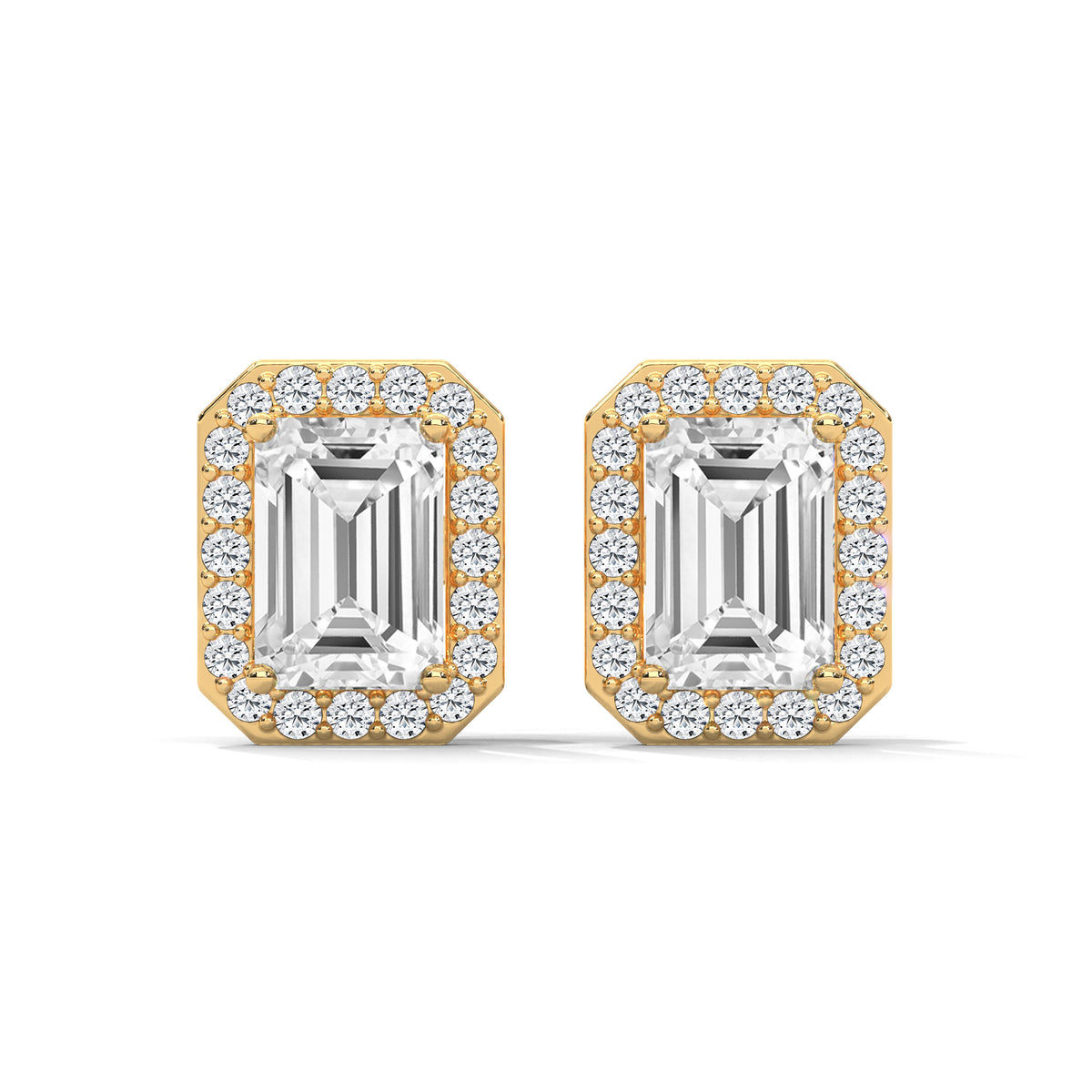 Radiant Halo Octagon Stud Earrings