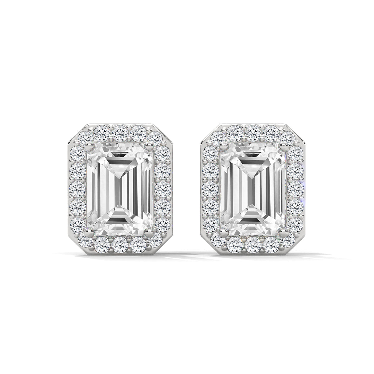 Radiant Halo Octagon Stud Earrings