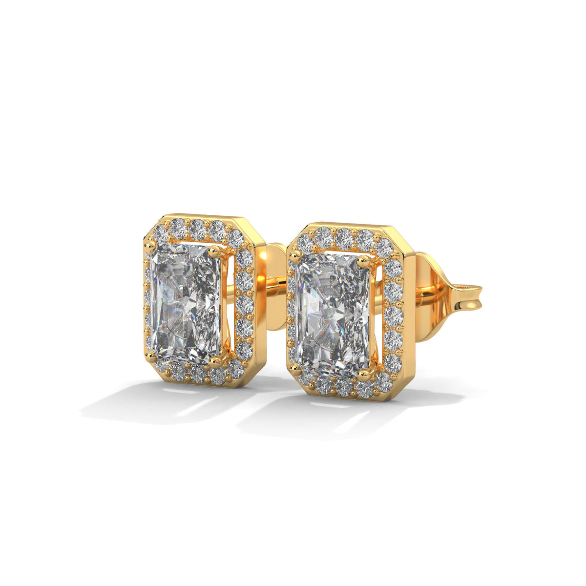 Radiant Halo Octagon Stud Earrings