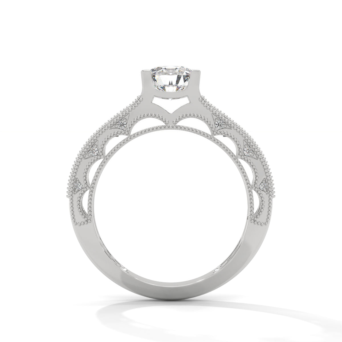 Milgrain Arch Solitaire Ring