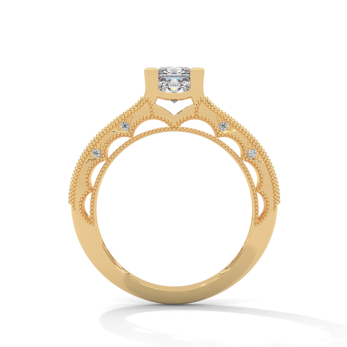 Vintage Milgrain Princess Solitaire Ring