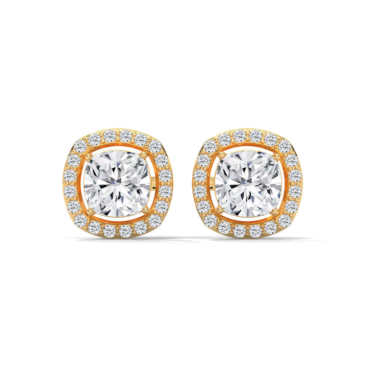 Cushion Halo Solitaire Earrings