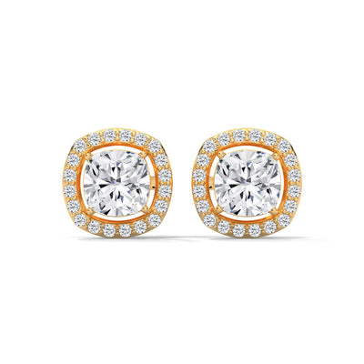 Cushion Halo Solitaire Earrings — IGI Certified Diamond Jewellery | My Carat India