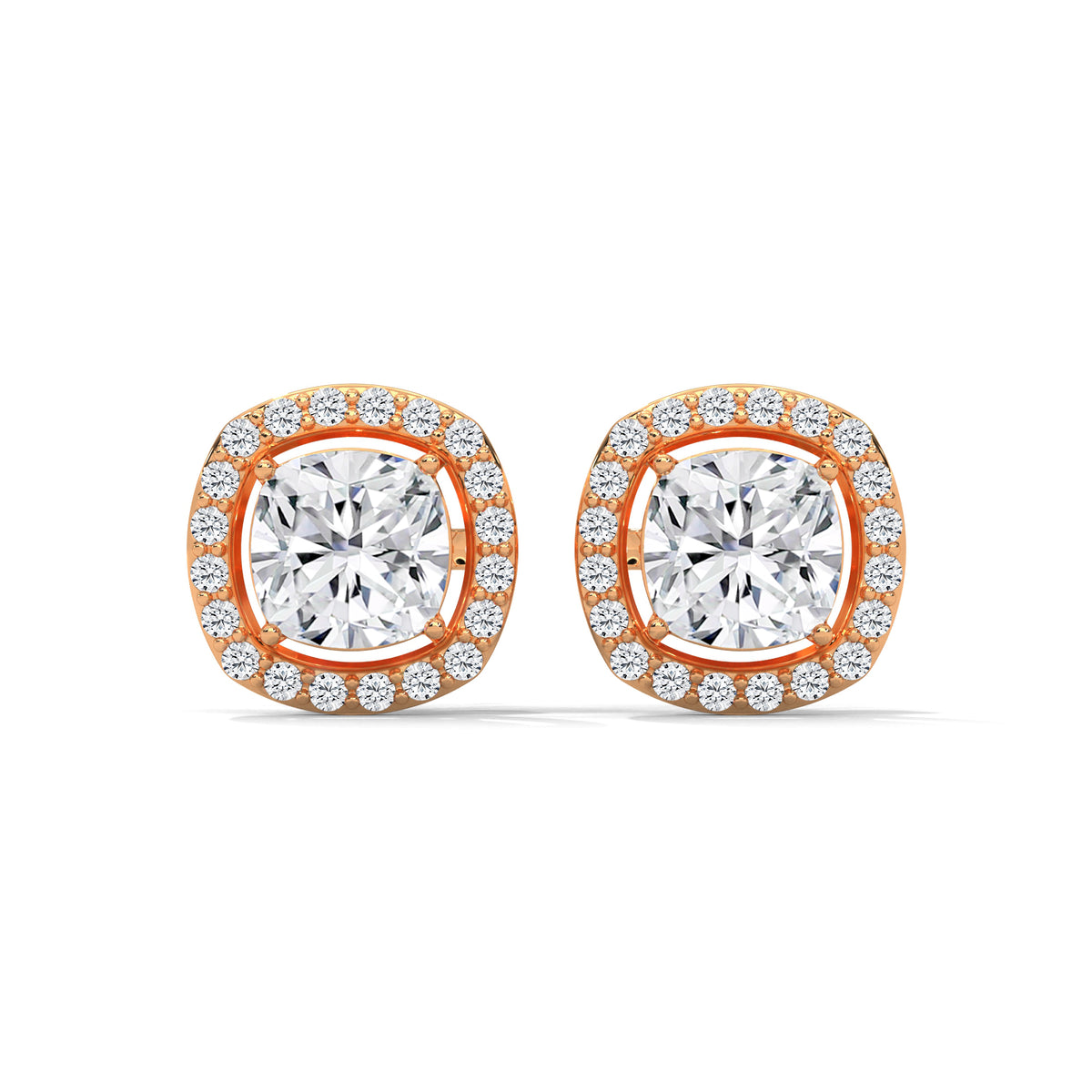 Cushion Halo Solitaire Earrings